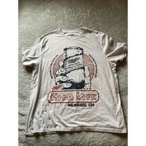 Miller High Life Men's Graphic T-Shirt Light Grey Size XL Light Greey